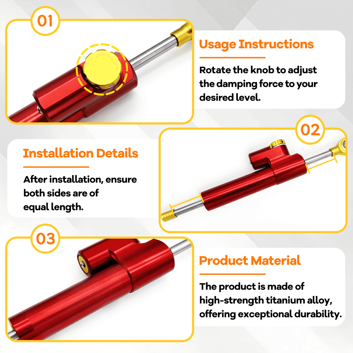 JOYOR T10 T Series Damper (Red/Gold) - Image 8